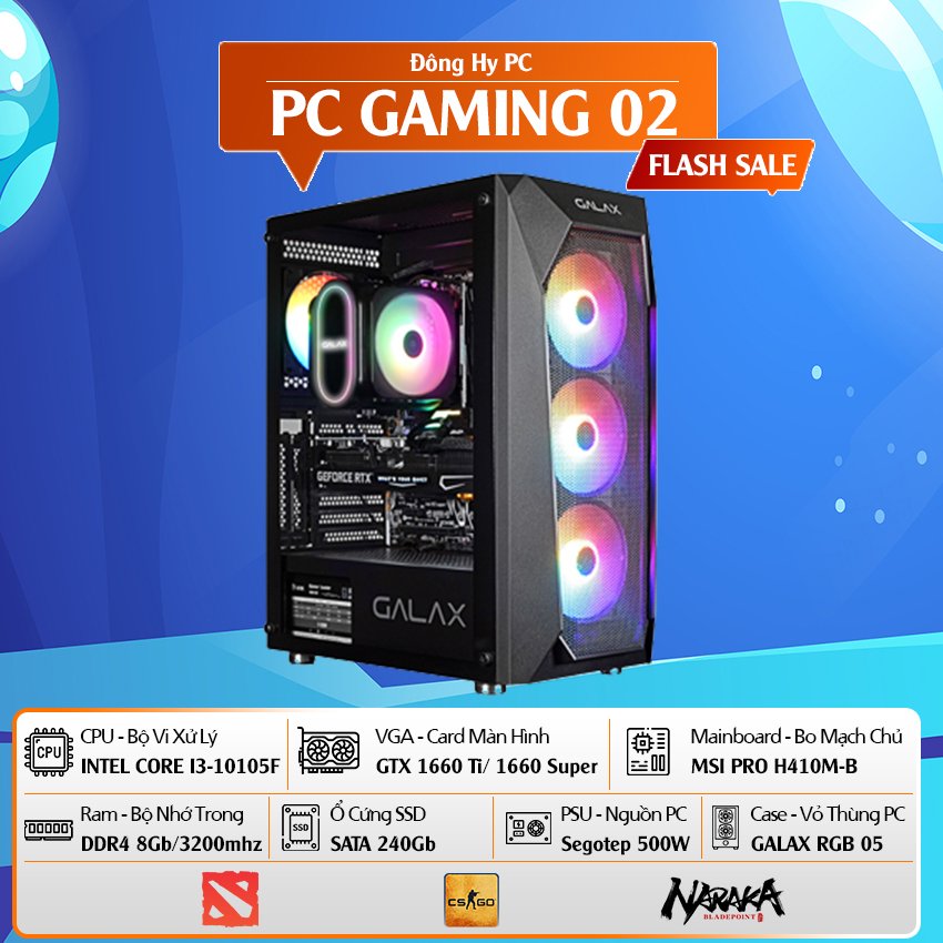 Full Bộ PC Gaming - INTEL CORE I3 10105F | Main H410M-B | GTX 1660Ti