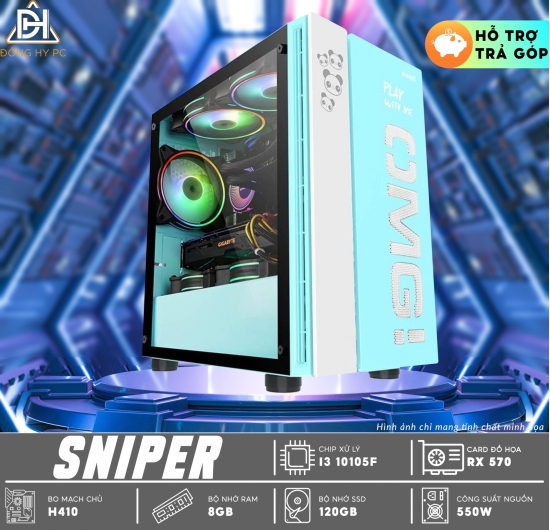 PC GAMING SNIPER - CORE i3 10105F | RAM 8G | RX 570